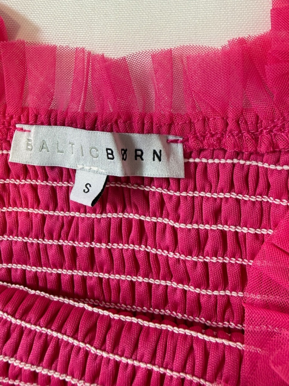 Baltic Born Bright Pink Smocked Tulle Top - Picture 10 of 12